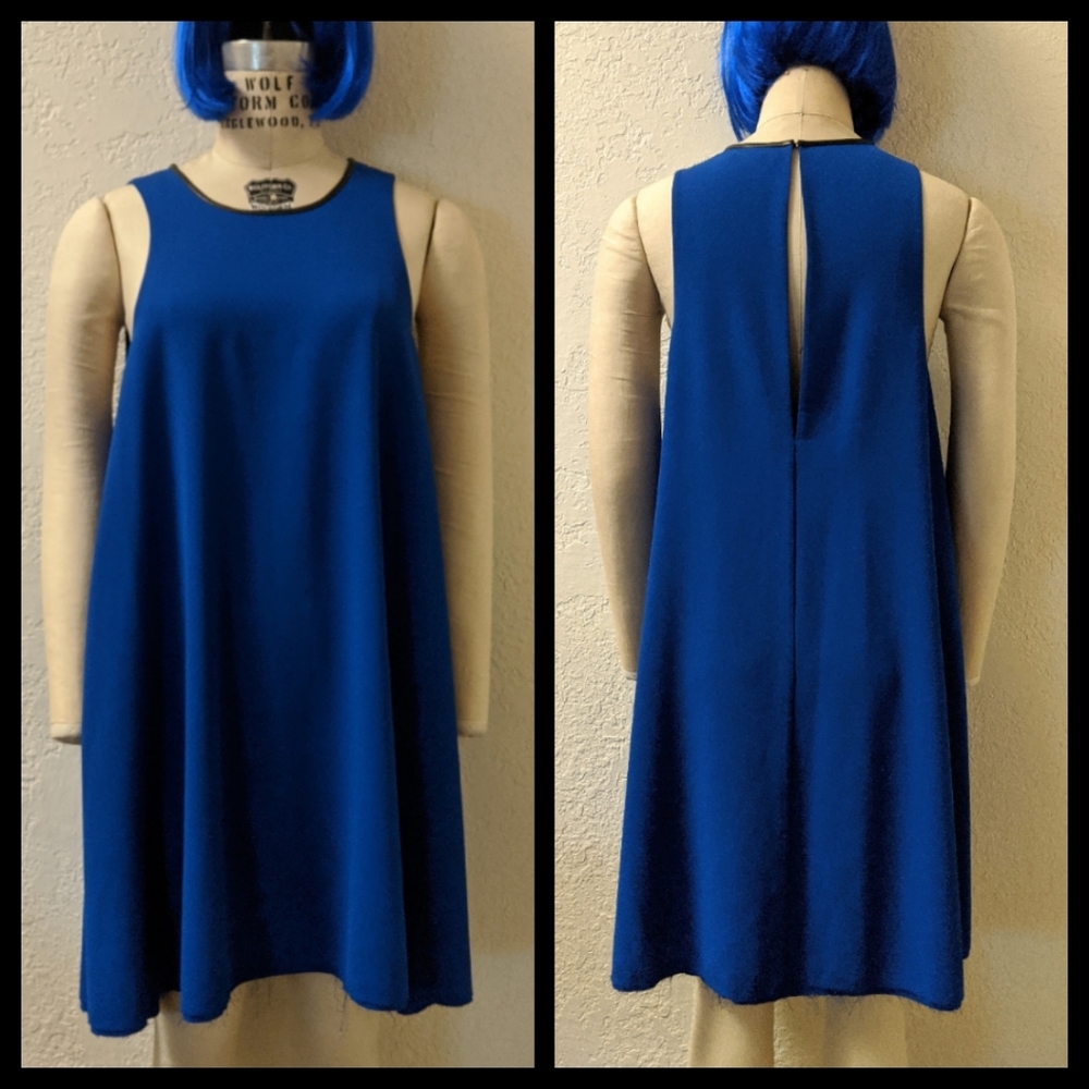 Trapeze Dress with Leather Trim